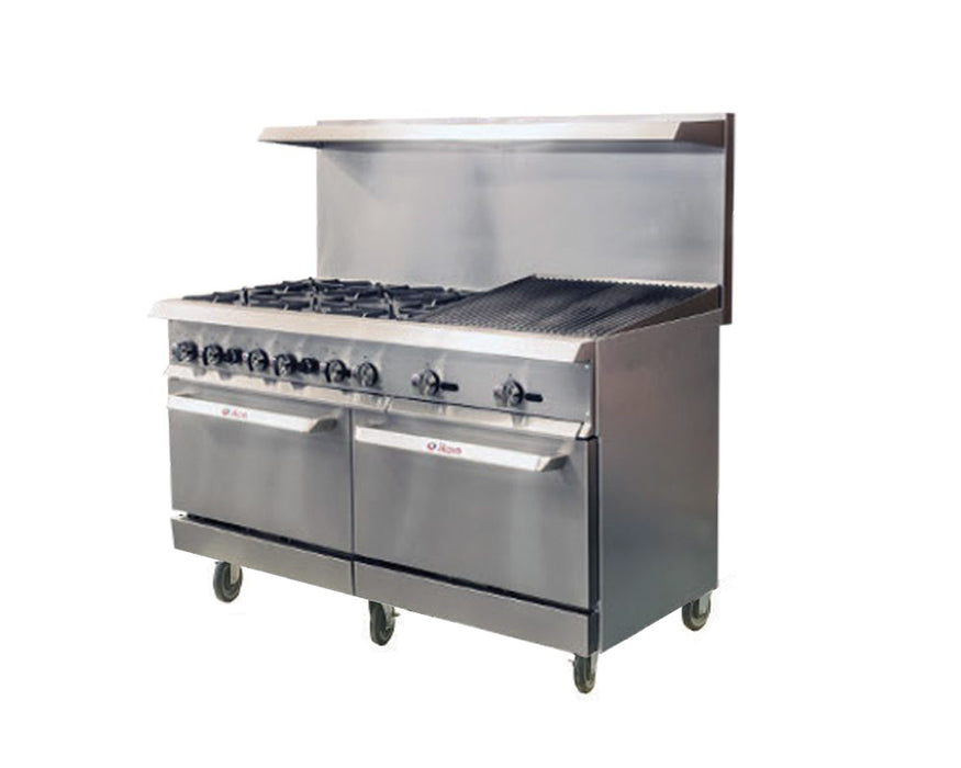 IKON IR-6B-24RB-60 Gas Range 60" - 6 Burners - 24" Radiant Broiler