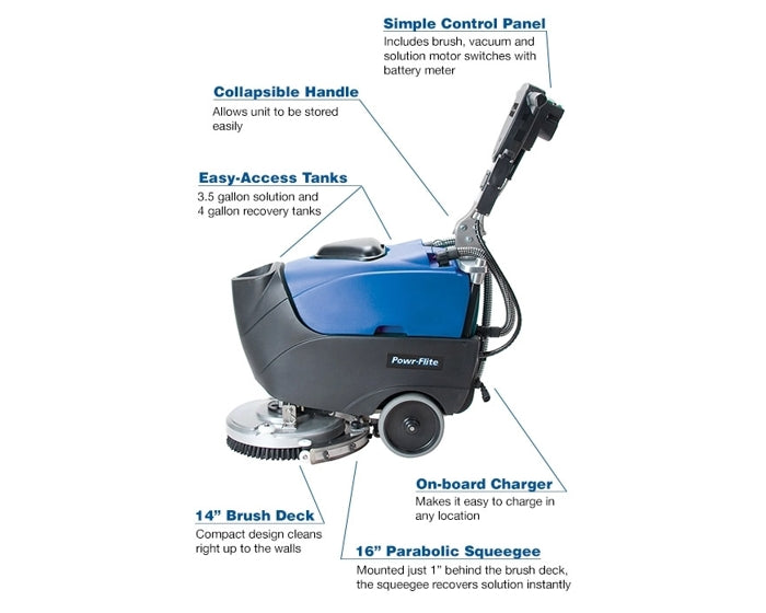 POWR-FLITE PREDATOR AUTO SCRUBBER 14"
